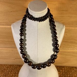 Coldwater Creek Wood Beeded Necklace